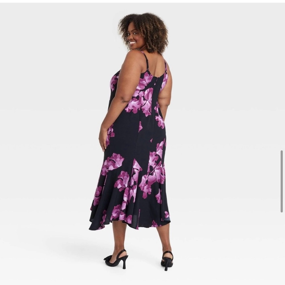 NEW Ava & VIV Mermaid Midi Dress Floral Sleeveless 1X Wedding Cocktail Valentine - Picture 3 of 10